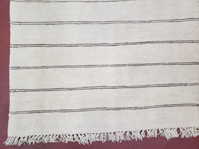 New Turkish Kilim Rug, Striped Area Rug, Southwestern Style, Off-white/Ivory Color, 5x8 Kilim Carpet, Hand-Knotted, Flatweave, Wool by Jewel Rugs