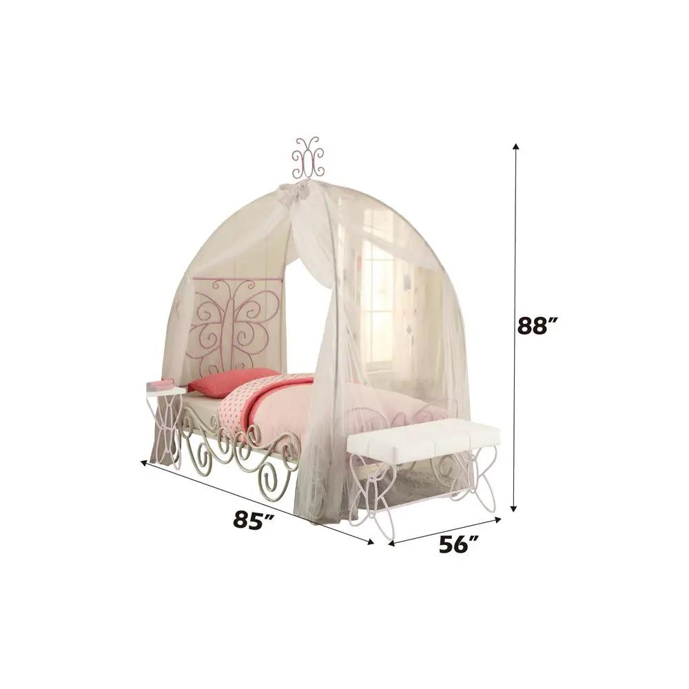 Priya II - Full Bed With Canopy - White & Light Synthetic Leather Rple by Unique Piece Furniture