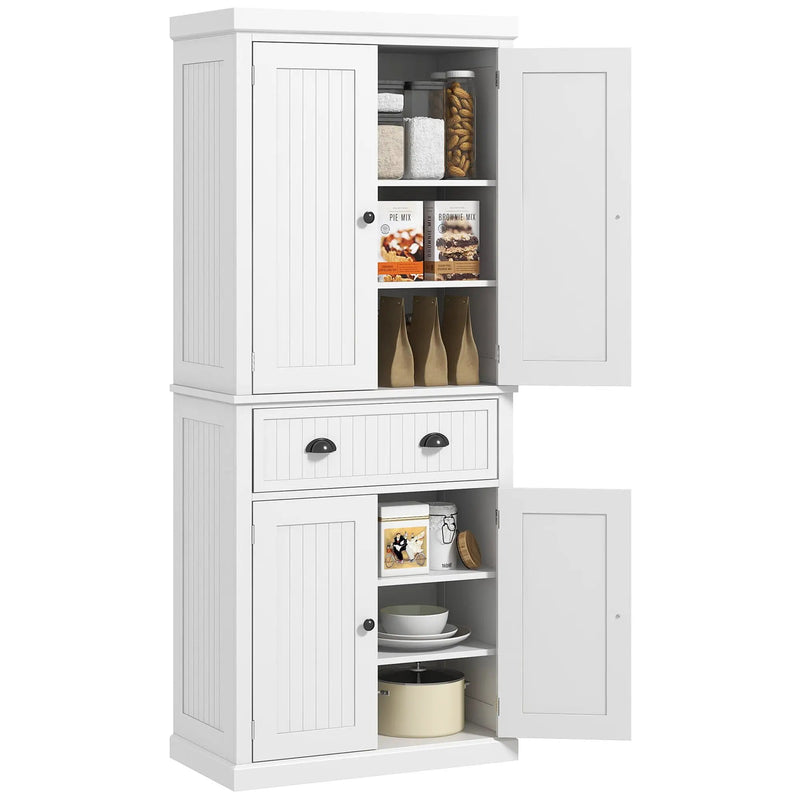 Homcom - 72" Kitchen Pantry, Tall Storage Cabinet, Freestanding Cupboard With Drawer, Doors And Adjustable Shelves - White by Unique Piece Furniture