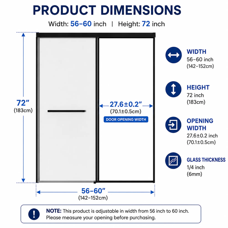60 in. W x 72 in. H Semi-Frameless Sliding Shower Door by HouseOfZazla