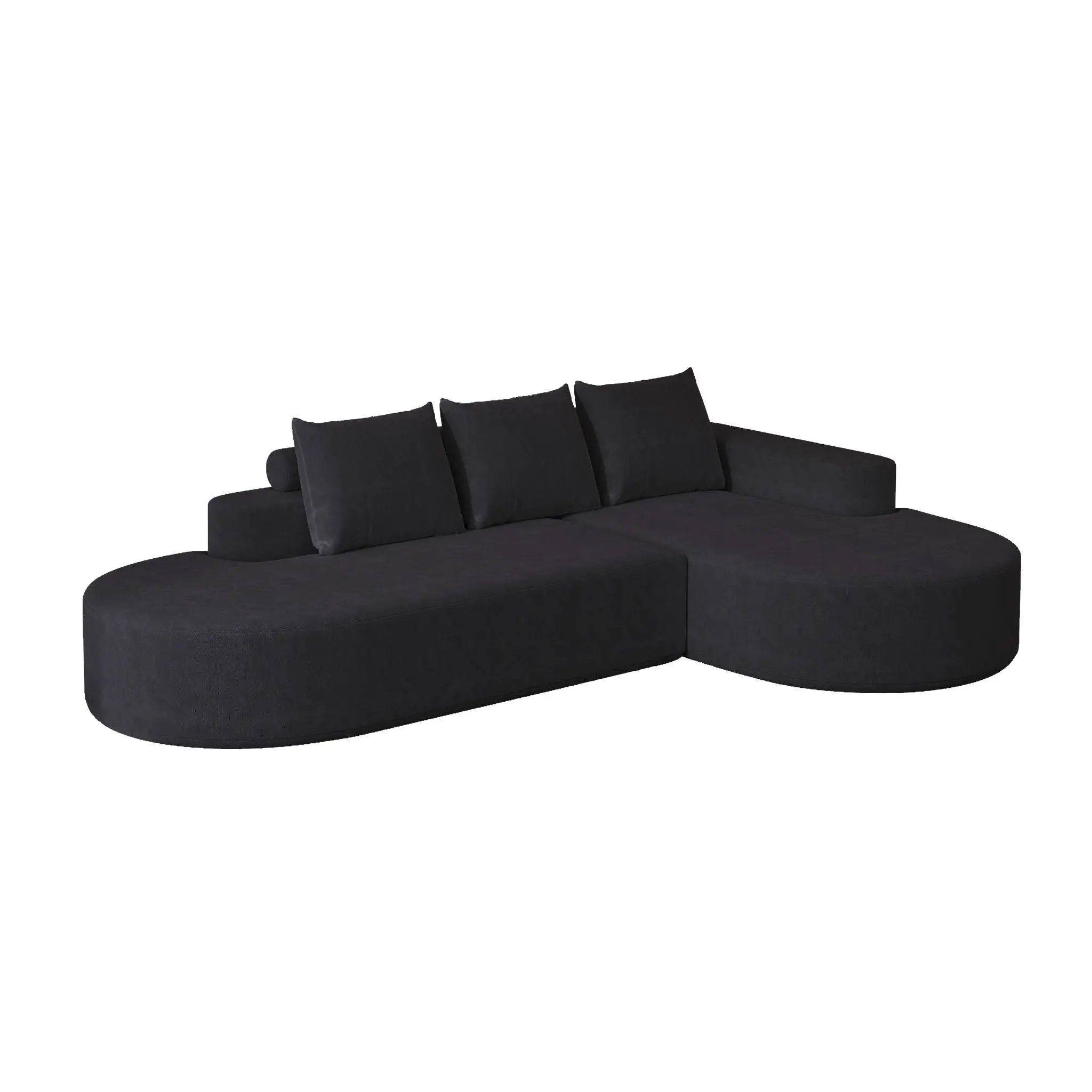Modern Curved Sofa, L-Shaped Modular Sectional Set With 3 Pillows by HouseOfZazla