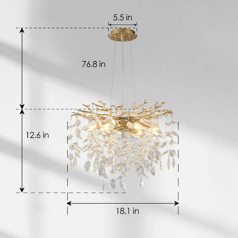 6-Light Chandelier Crystal Ceiling Lamp - Gold Finish by HouseOfZazla