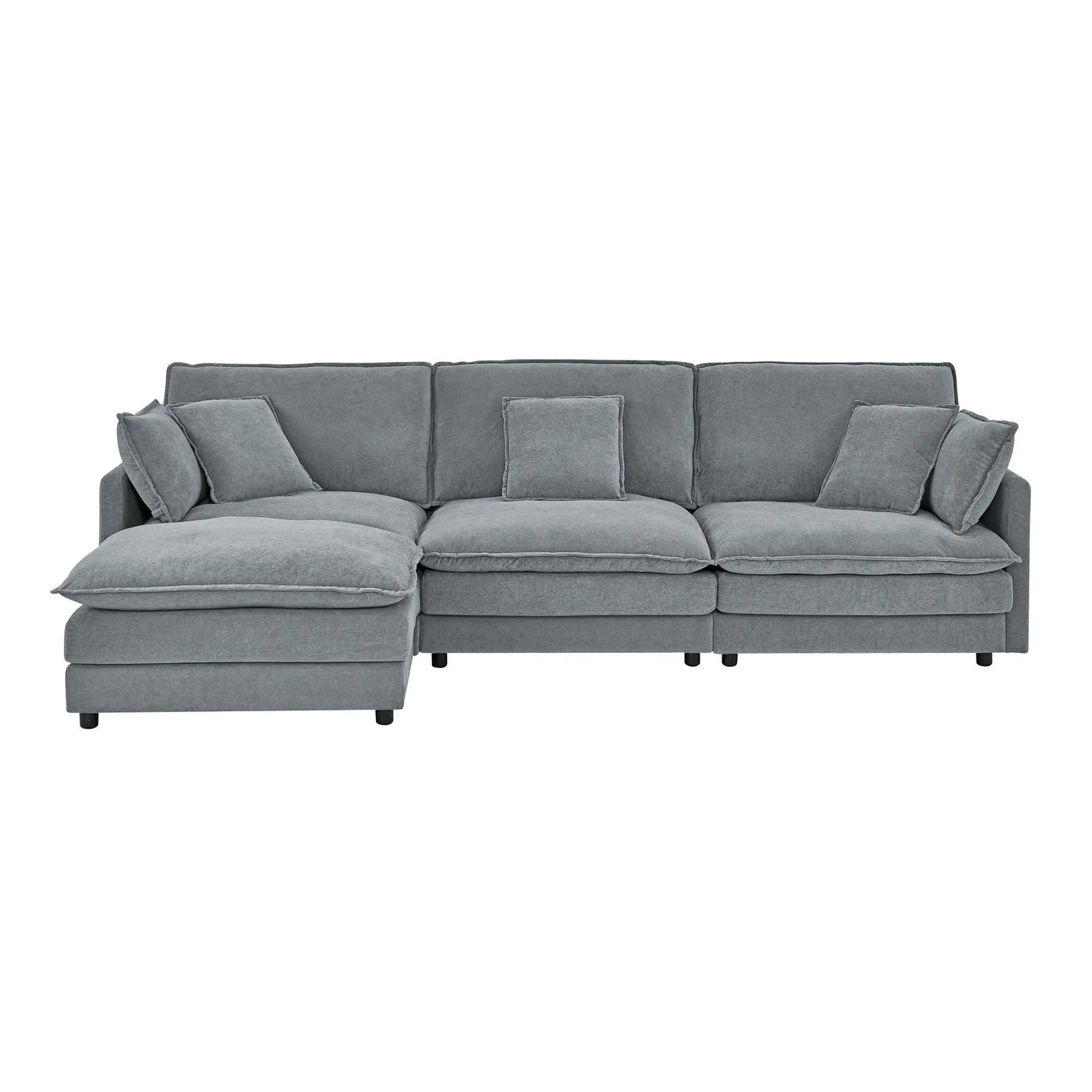 L-Shaped Sectional Sofa With Ottoman, Convertible 4 Seater Couch by Unique Piece Furniture