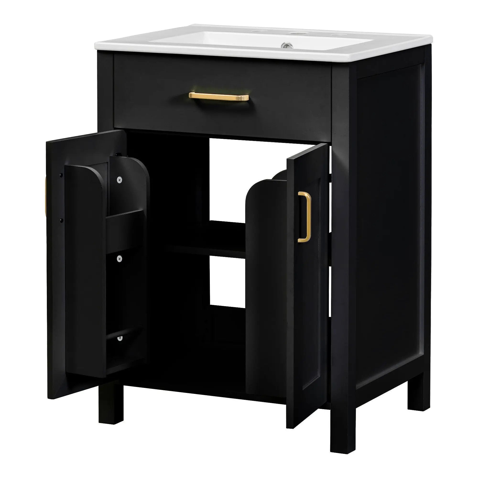 Bathroom Vanity Combo With Ceramic Sink, Luxurious Space-Saving Vanity, 2 Soft Close Doors by HouseOfZazla