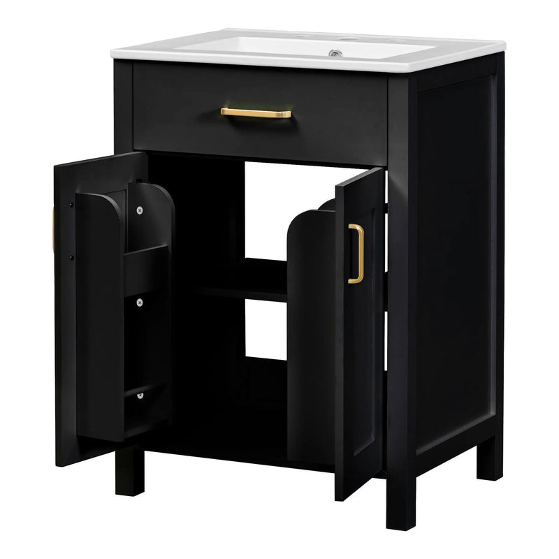 Bathroom Vanity Combo With Ceramic Sink, Luxurious Space-Saving Vanity, 2 Soft Close Doors by HouseOfZazla