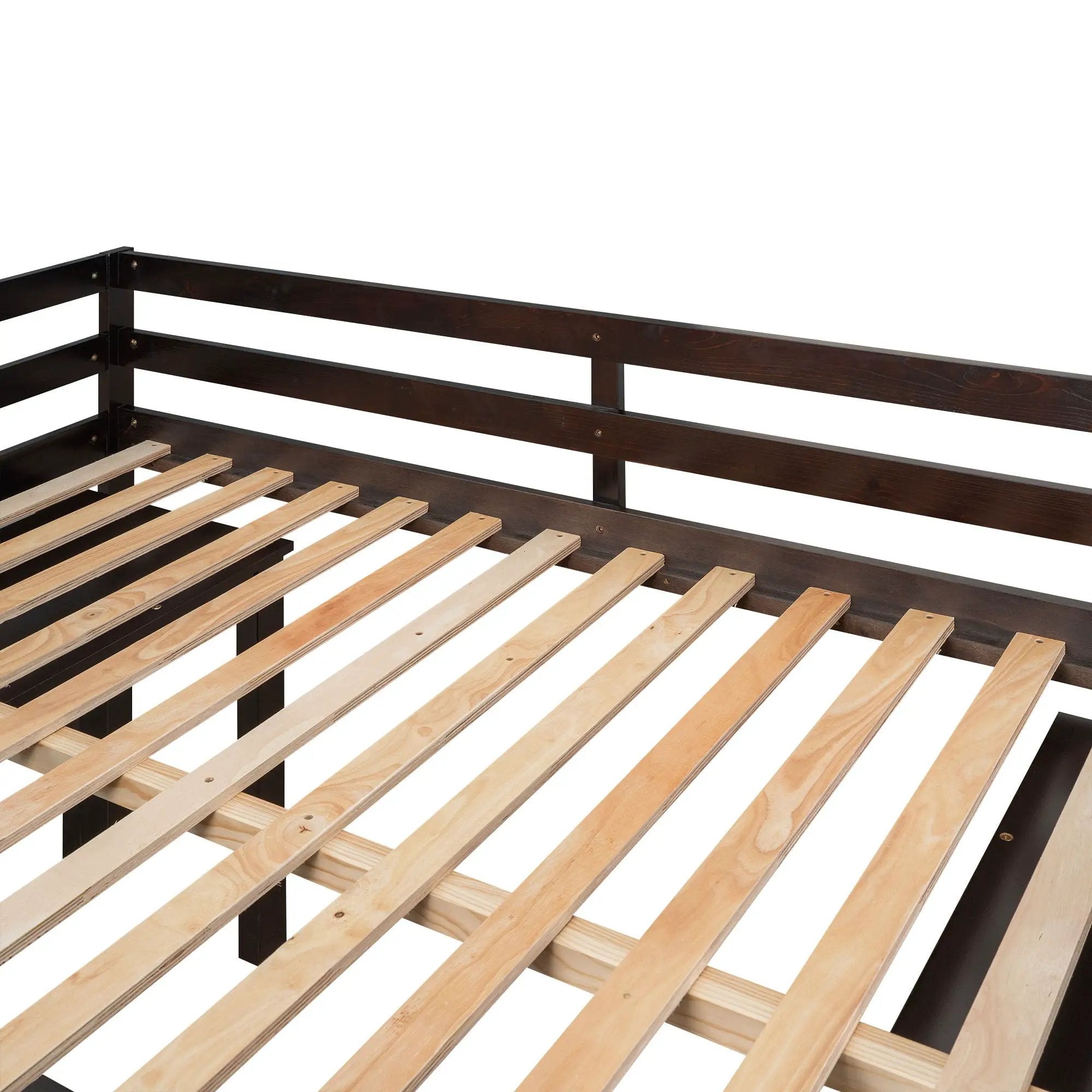 Loft Low Study Bed With Cabinet, Shelves And Rolling Portable Desk, Multiple Functions by HouseOfZazla