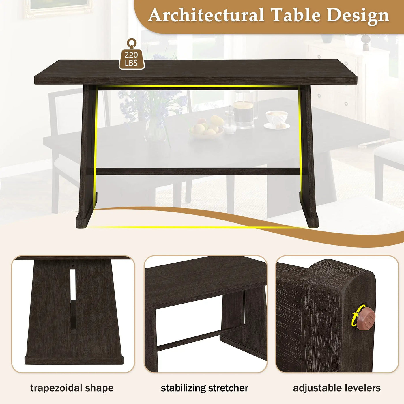 Dining Set With Rectangular Table, 4 Upholstered Chairs & 1 Padded Bench by Unique Piece Furniture