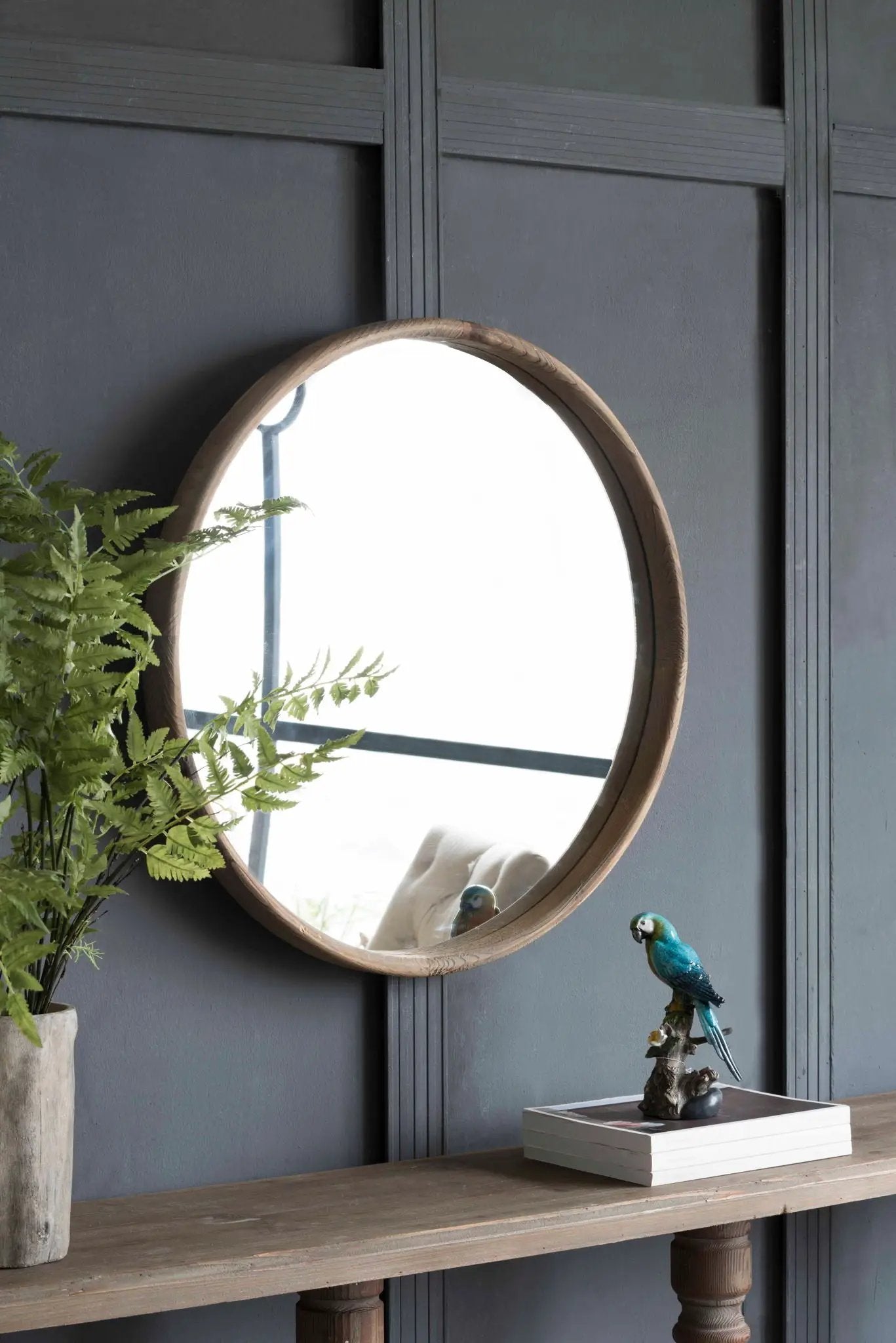Round Wood Mirror, Wall Mounted Mirror Home Decor For Bathroom Living Room by Unique Piece Furniture