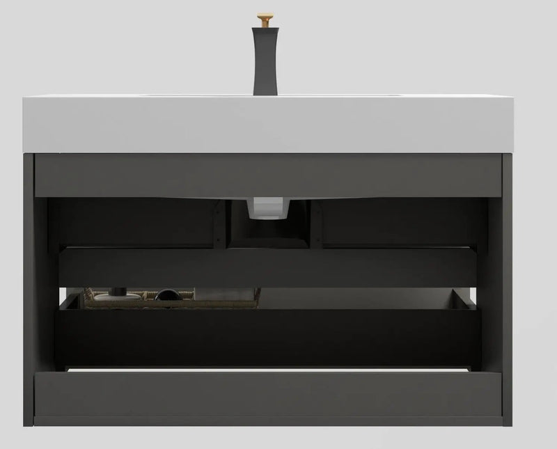 Alice - Bathroom Vanity With Sink, Large Storage Wall Mounted Floating Bathroom Vanity For Modern Bathroom, One-Piece Sink Basin Without Drain And Faucet by HouseOfZazla