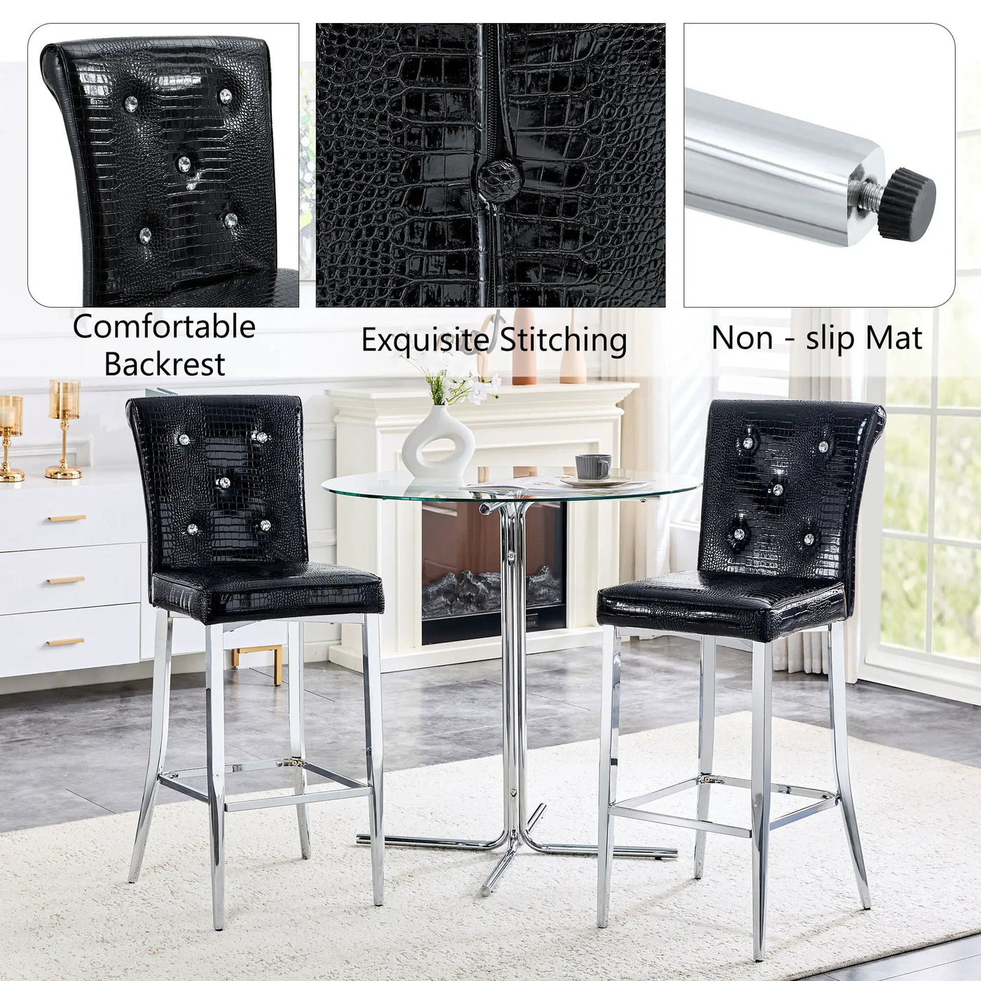 Bar Chairs & Crystal Clasp Design (Set of 2) by HouseOfZazla