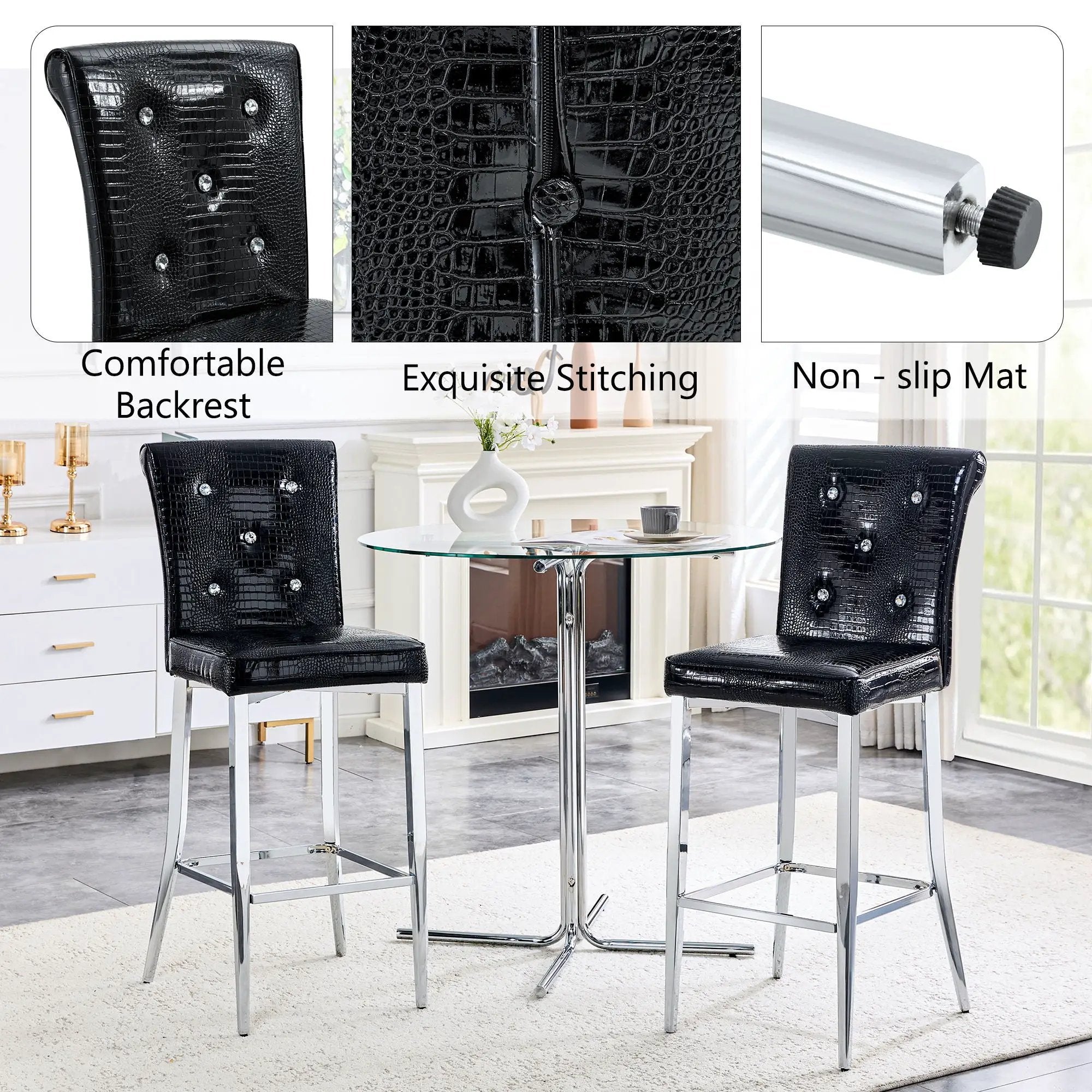 Bar Chairs & Crystal Clasp Design (Set of 2)