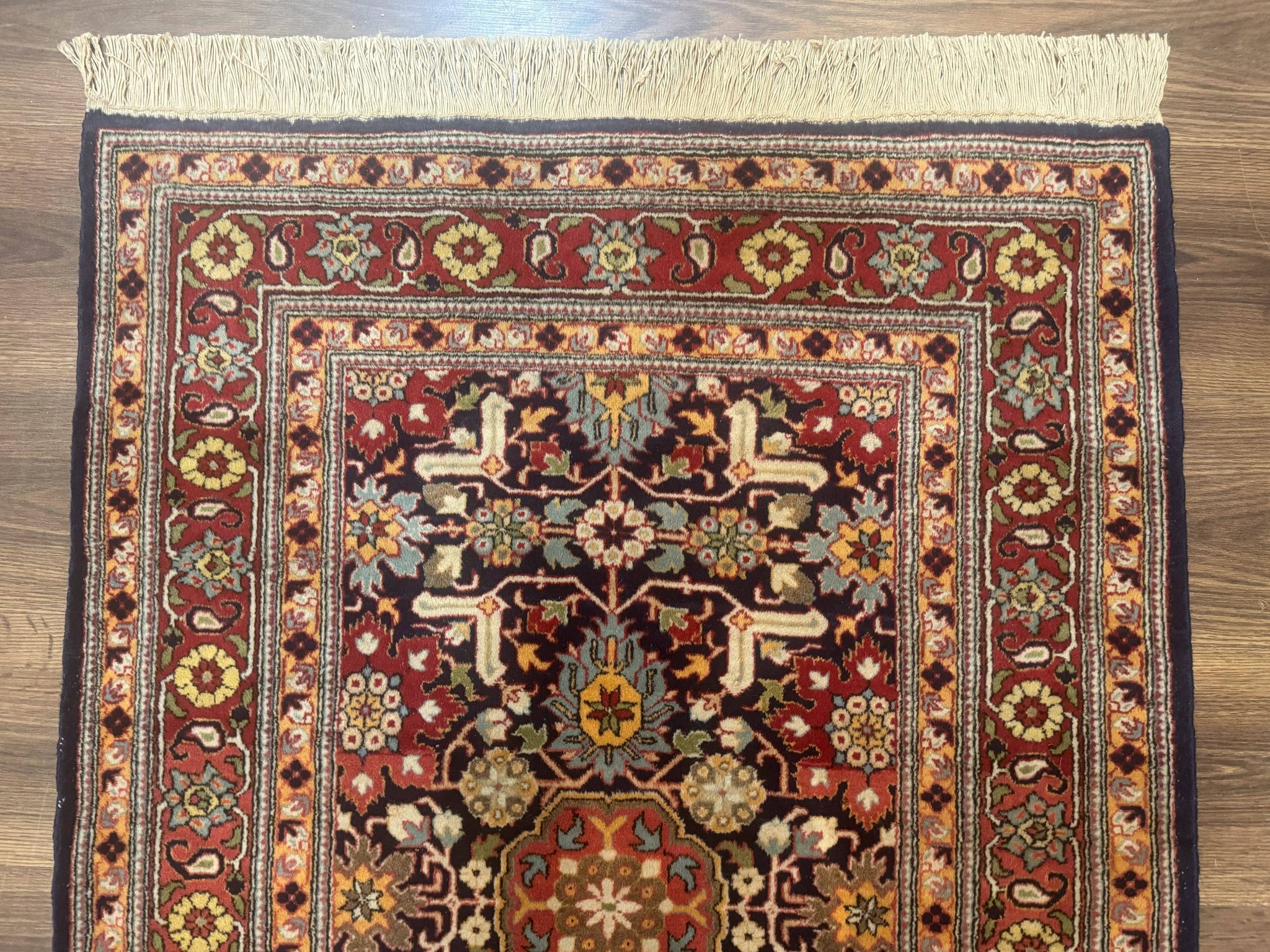 Turkish Hereke Rug 3x5, Navy Blue and Red, Fine 210 KPSI by Jewel Rugs