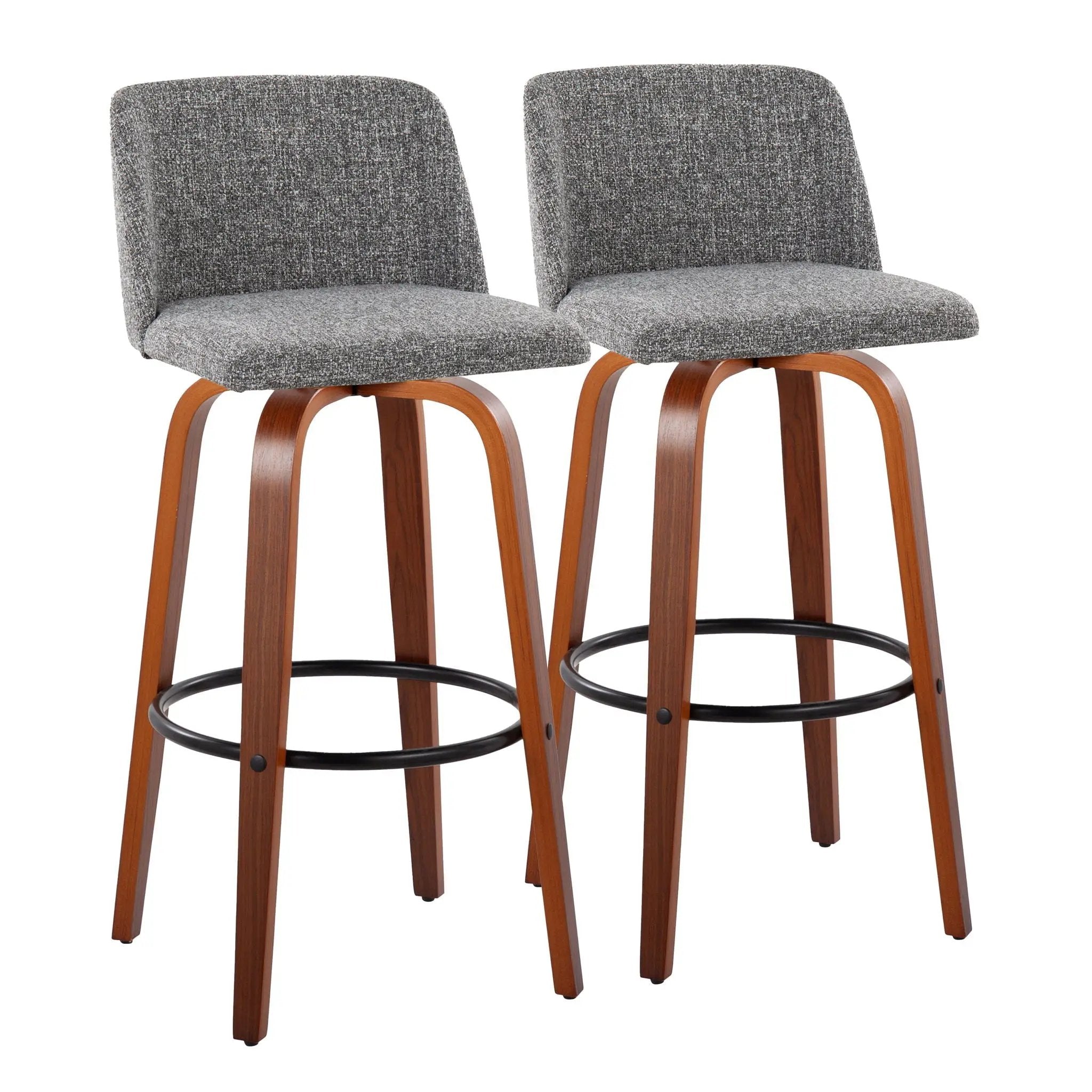 Toriano - Mid Century Modern Fixed Height Barstool Swivel And Round Footrest (Set of 2) by Unique Piece Furniture