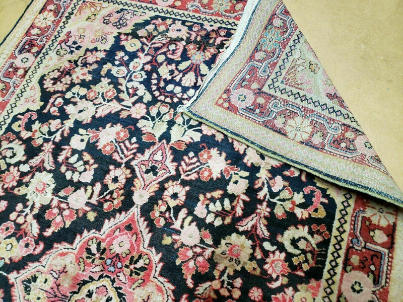 4' X 6' Antique Handmade India Floral Oriental Wool Rug Carpet Organic Blue by Jewel Rugs