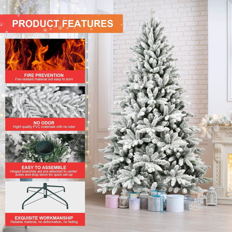 7ft Flocked Christmas Tree with 1514 Tips by HouseOfZazla
