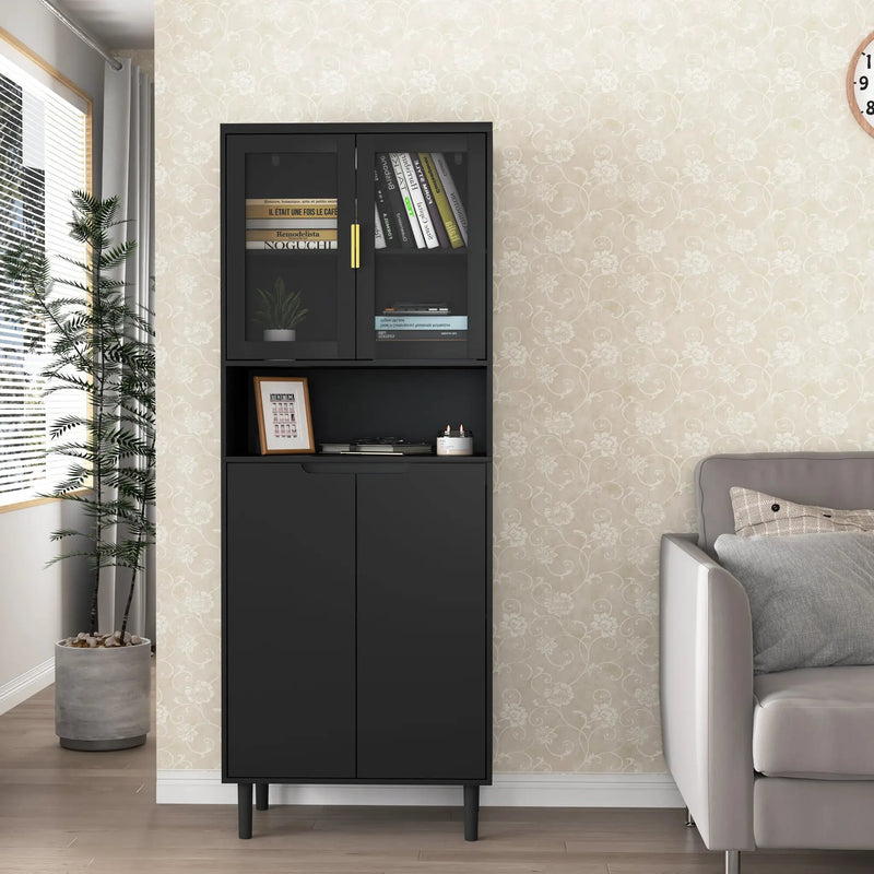Tempered Glass Door Tall Storage Bookcase by HouseOfZazla