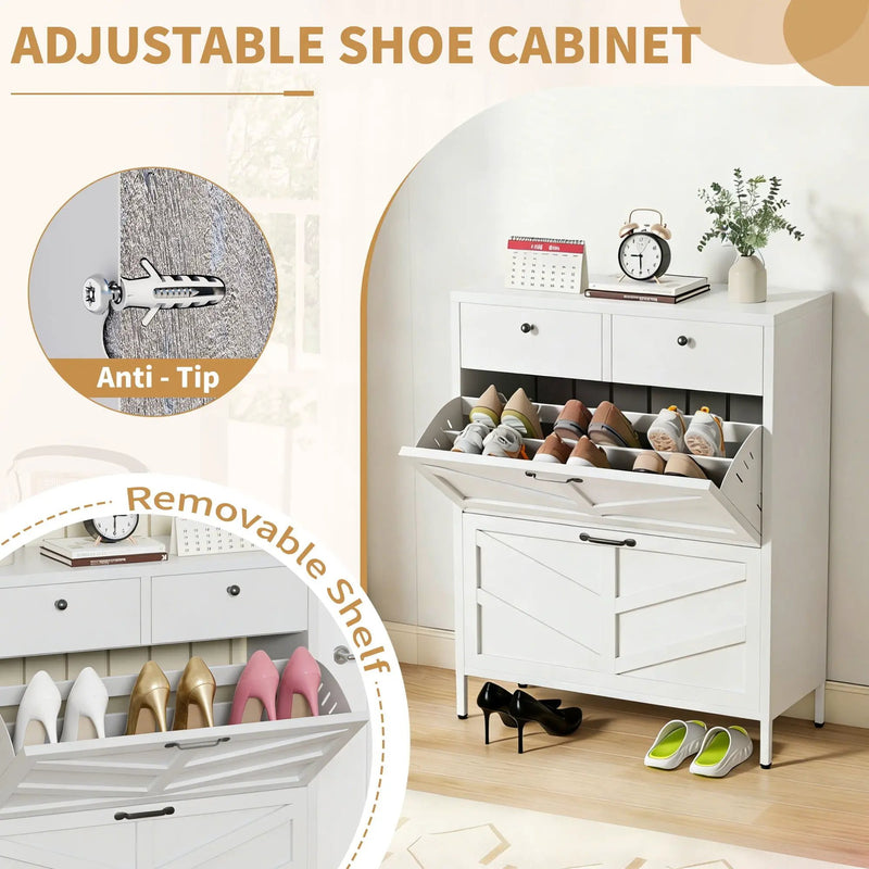 Shoe Cabinet With Flip Drawers by Unique Piece Furniture