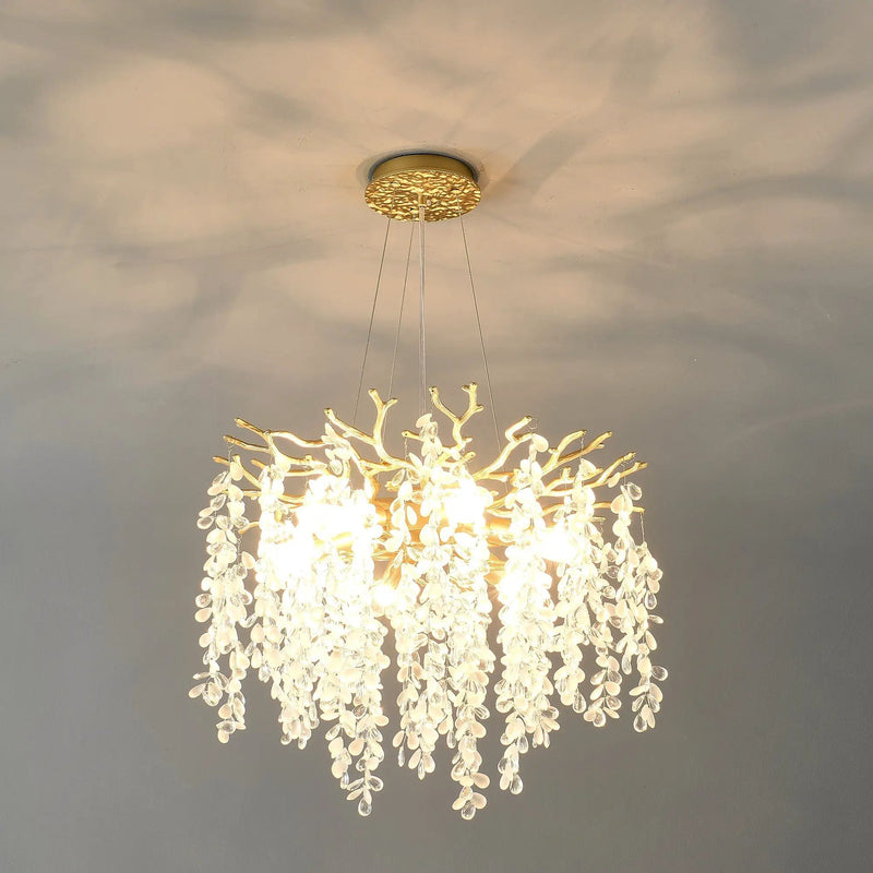 6-Light Chandelier Crystal Ceiling Lamp in Gold by HouseOfZazla