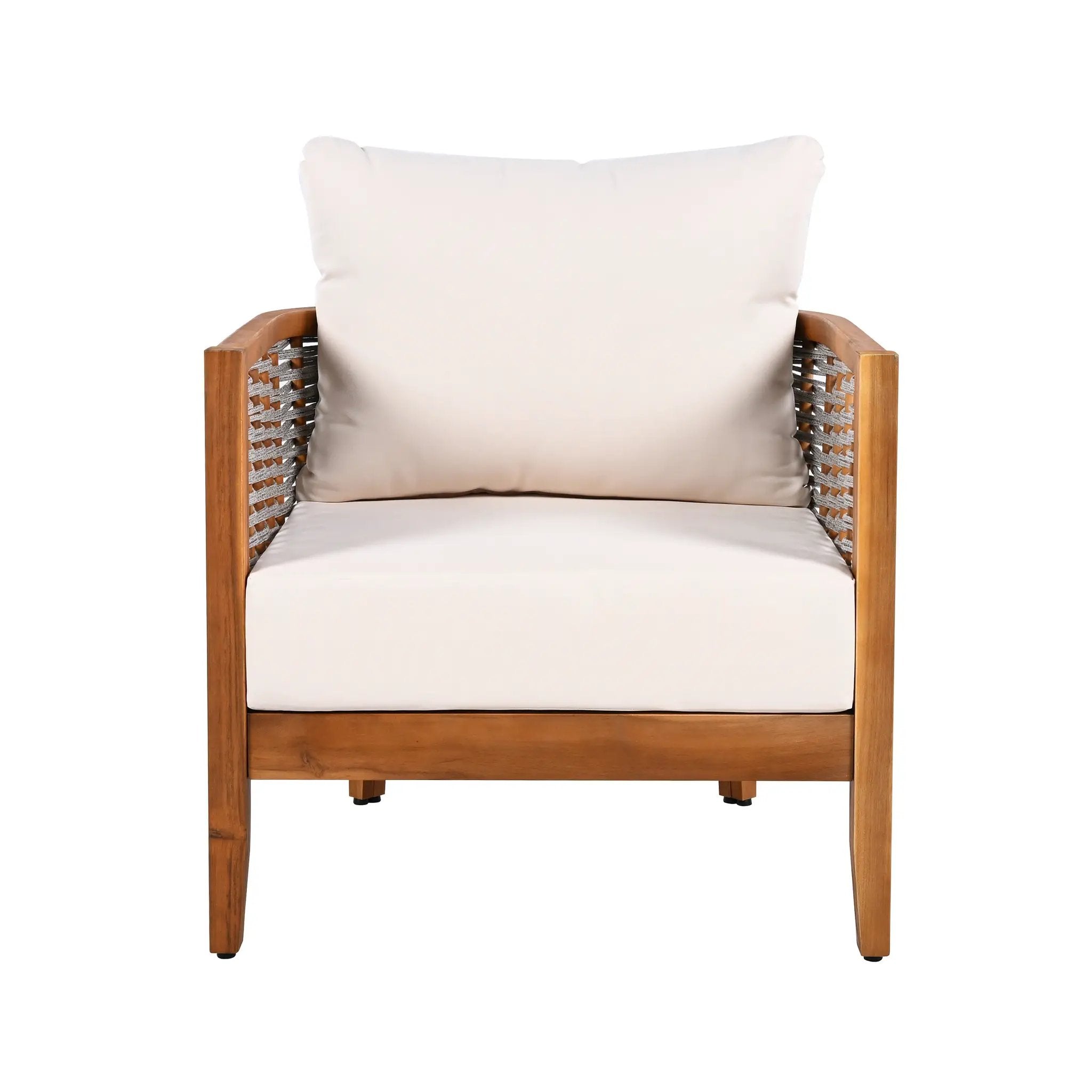 2 Pieces Outdoor Unique Tub Design Armchair with Woven Rope by HouseOfZazla
