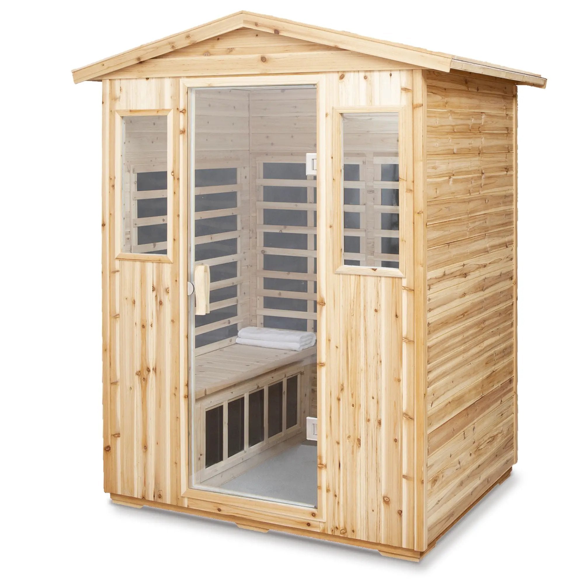4 Person Old Fir Far Infrared Outdoor Sauna Room - Natural by HouseOfZazla