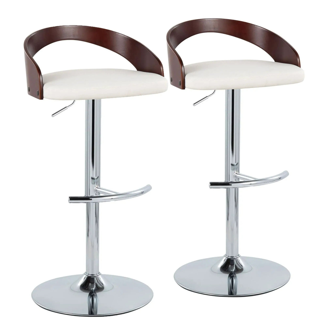 Grotto - Contemporary Adjustable Barstool & Swivel With Rounded T Footrest (Set of 2) by HouseOfZazla