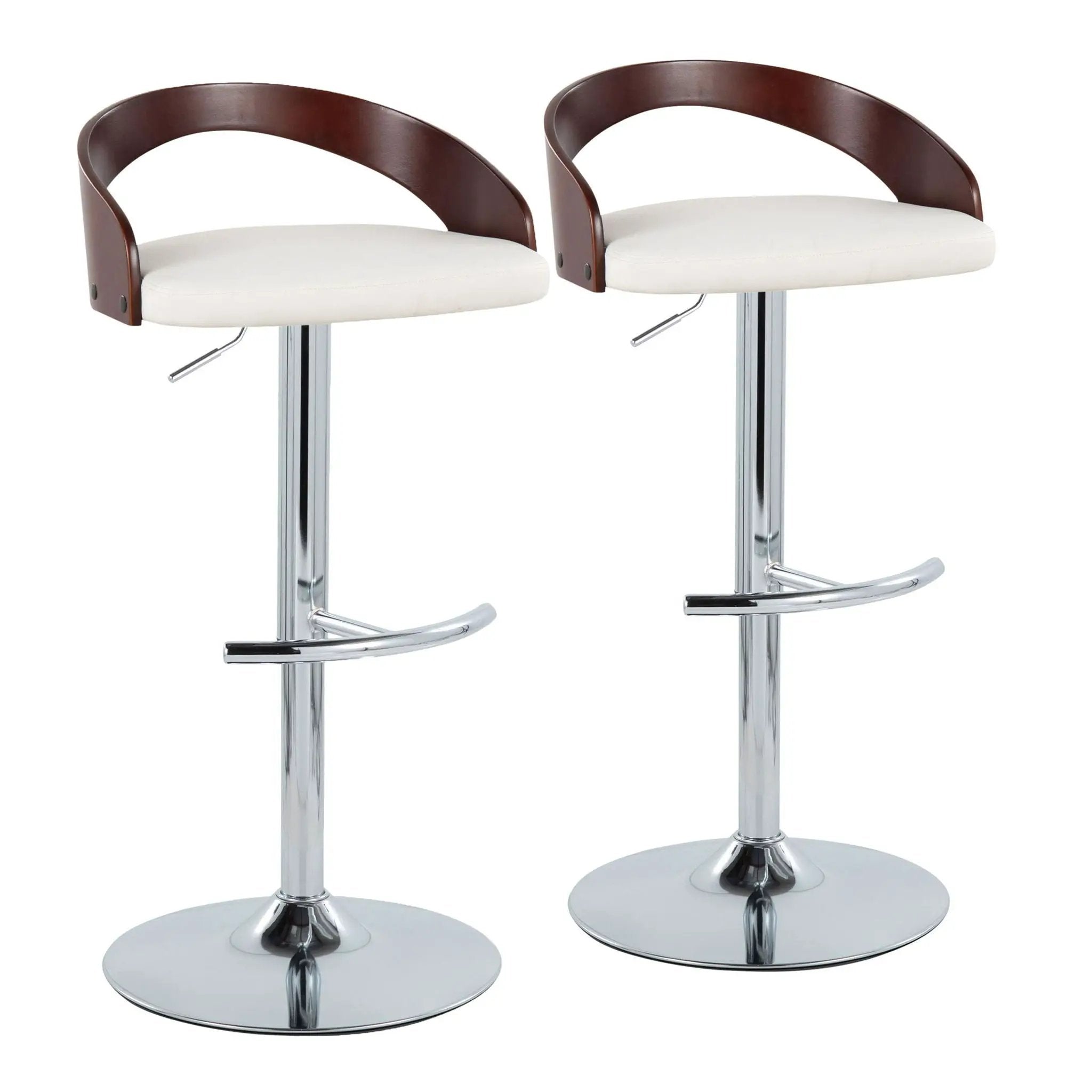 Grotto - Contemporary Adjustable Barstool & Swivel With Rounded T Footrest (Set of 2) by HouseOfZazla