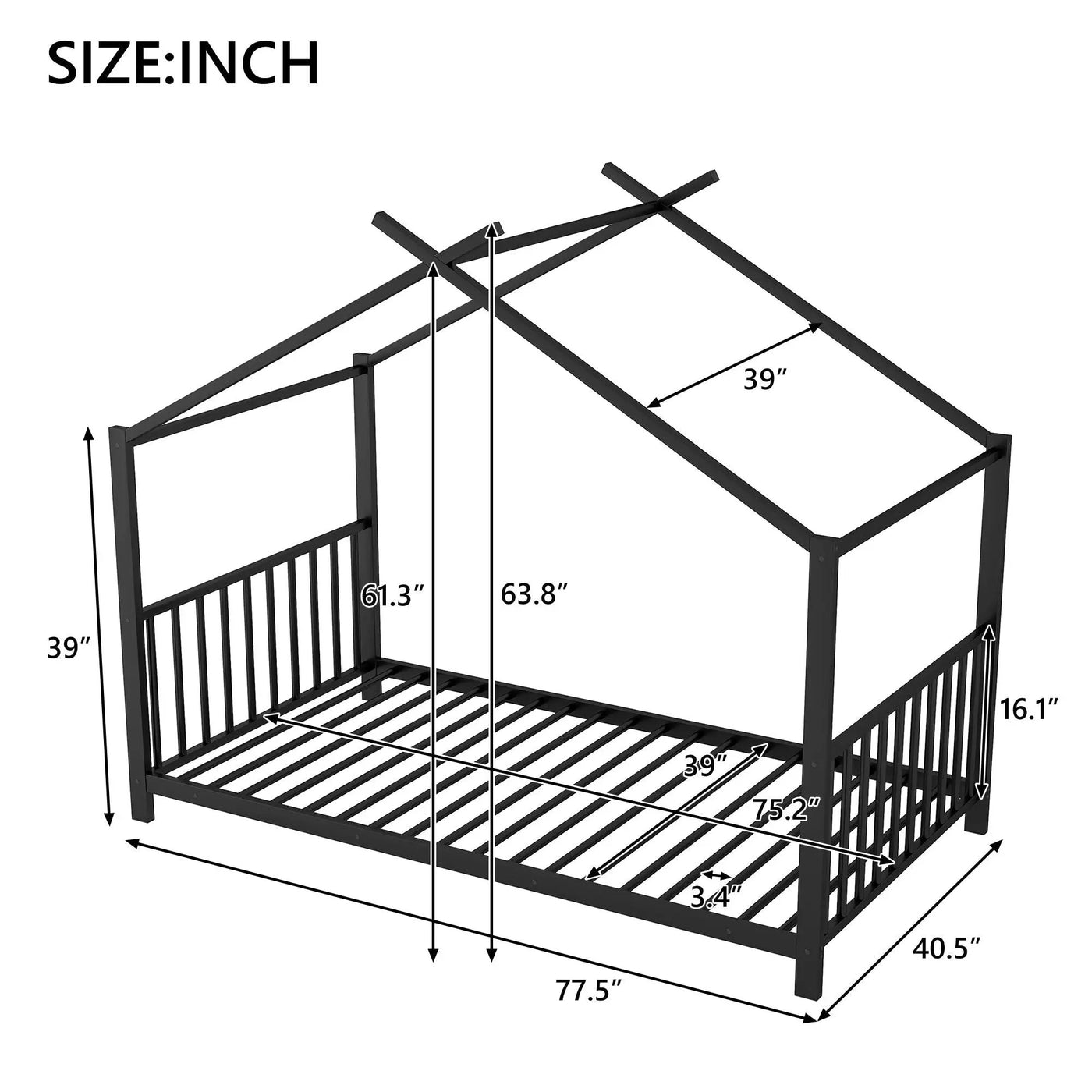 Metal House Platform Bed With Modern Design And Durable Frame by Unique Piece Furniture