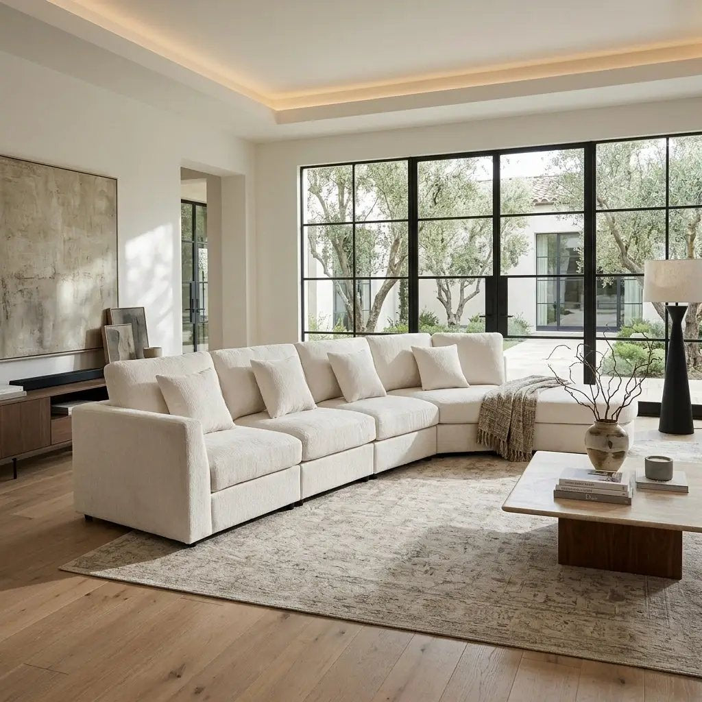 U_Style Modern 5-Seater Curved Modular Sectional Sofa by HouseOfZazla