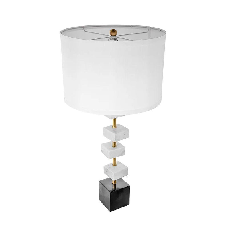 D15x30' Table Lamp with White Marble and Brass Frame by HouseOfZazla