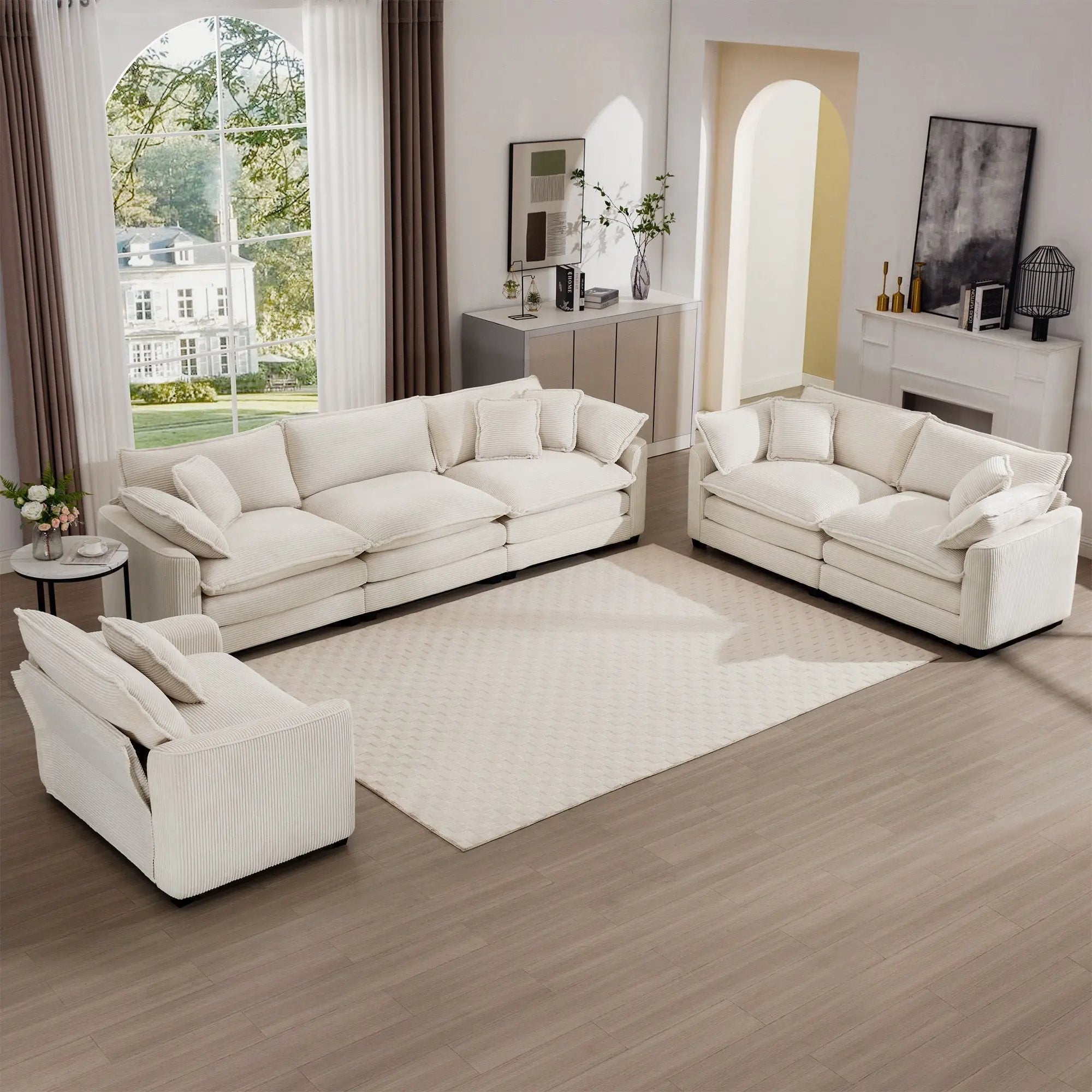 Elegant Oversized Sectional Sofa Set With Deep Seats And Flexible Layout by HouseOfZazla