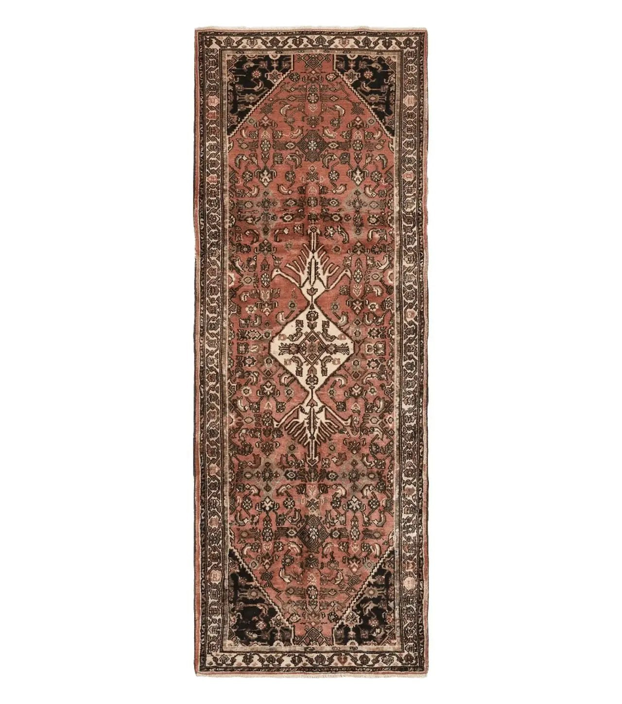 Persian Runner Rug 3.8 x 10, Red, Vintage by Jewel Rugs