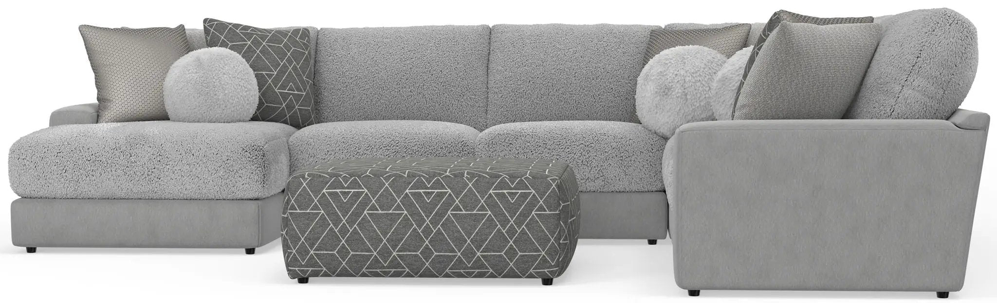 Canyon - 4 Piece Sectional With Cuddler Seat Cushions, Included Accent Pillows And Cocktail Ottoman (Left Side Facing Chaise) - Platinum by Unique Piece Furniture