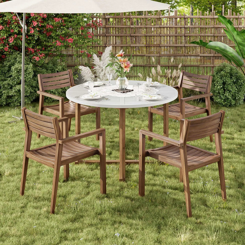 U_STYLE 5-Piece Outdoor Dining Set with Acacia Wood Chairs by HouseOfZazla