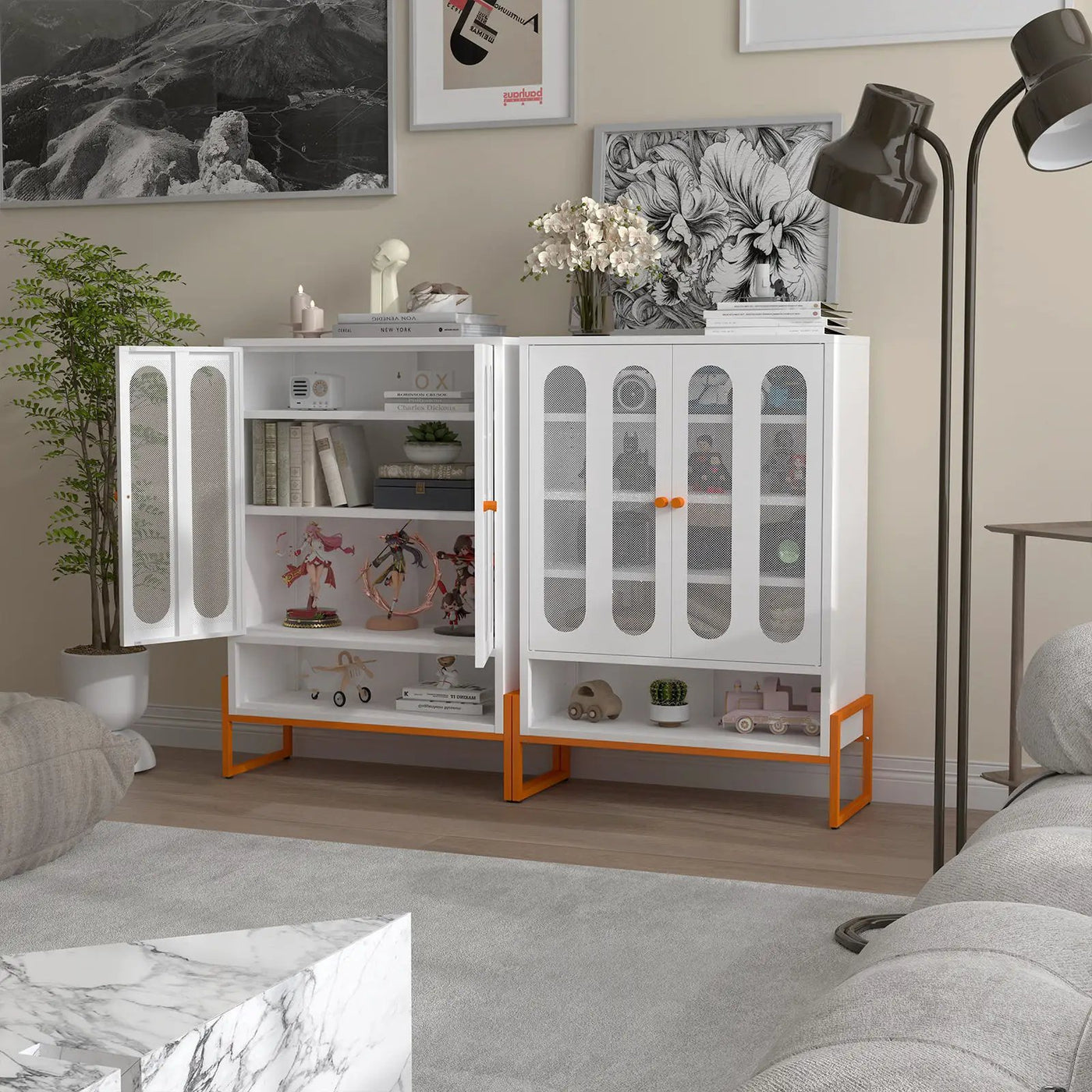 Modern Metal Shoe Cabinet With DoublebSided Doors And Adjustable Partitions by Unique Piece Furniture