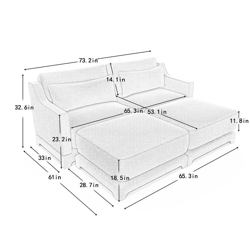 Stylish Sofa With Ottoman And Lumbar Pillows, Ergonomic Design by HouseOfZazla