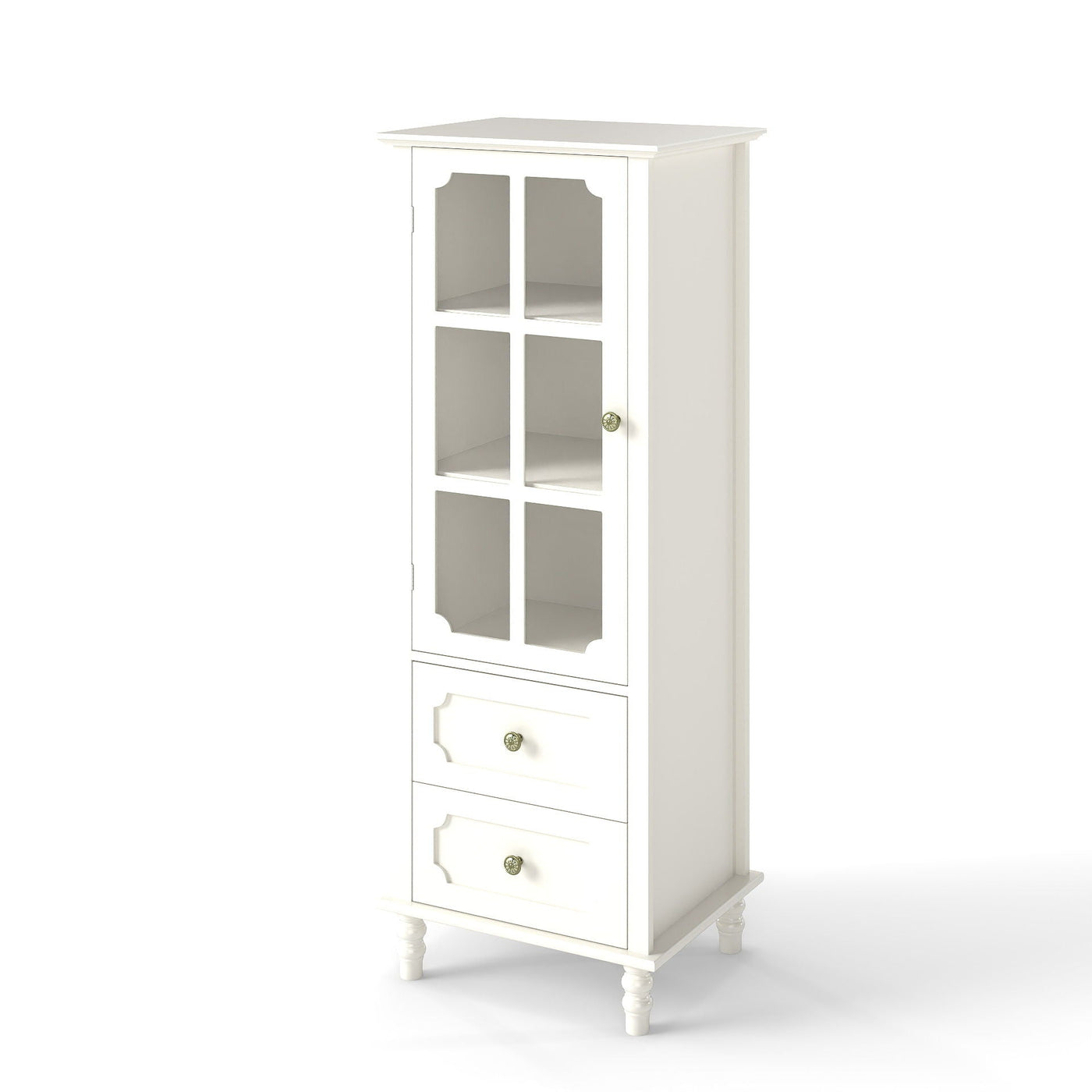 Minimalism Buffet Cabinet With Glass Doors And Double Drawer by Unique Piece Furniture
