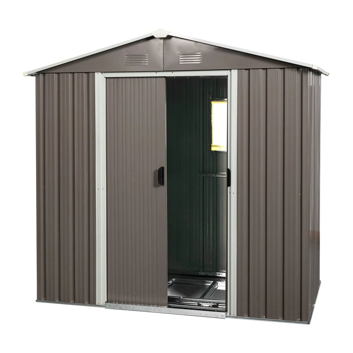 88.98" Outdoor Metal Storage Shed With Window by HouseOfZazla