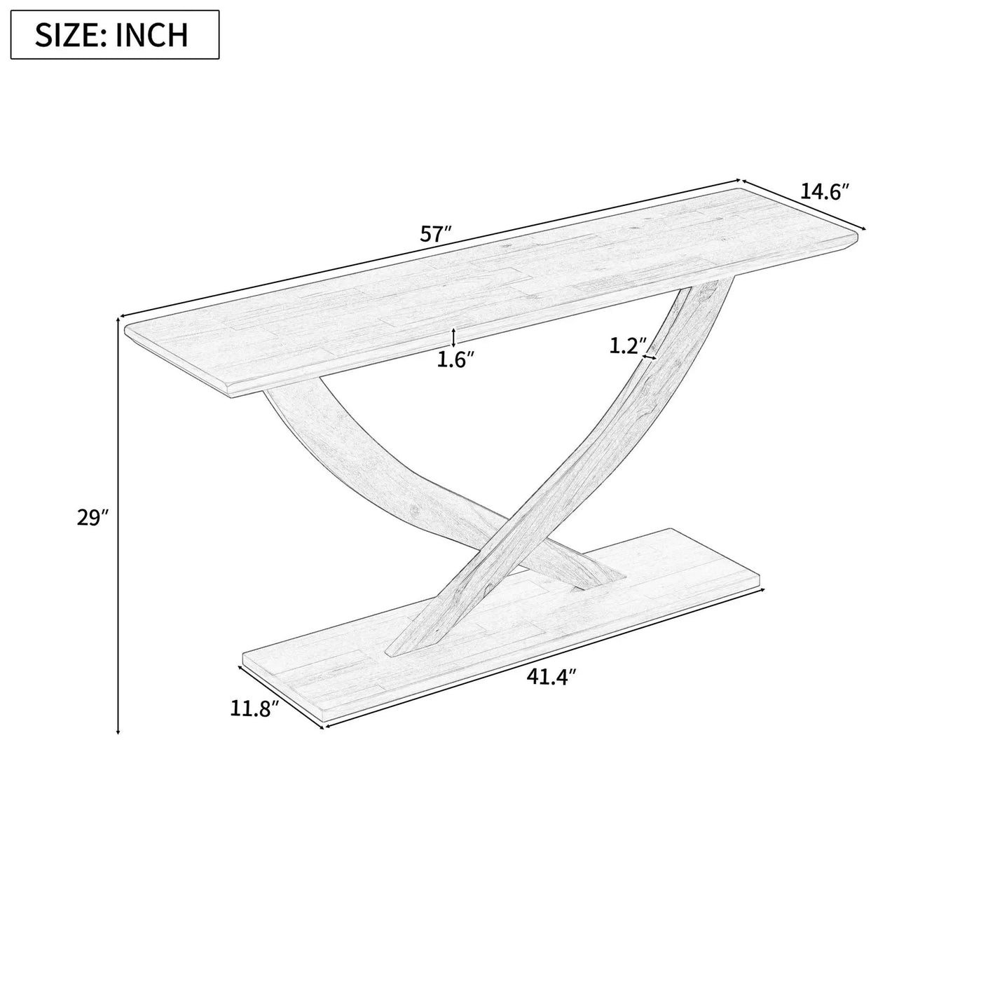 Console Table With Cross Leg Base and Reinforced Support Plate by HouseOfZazla