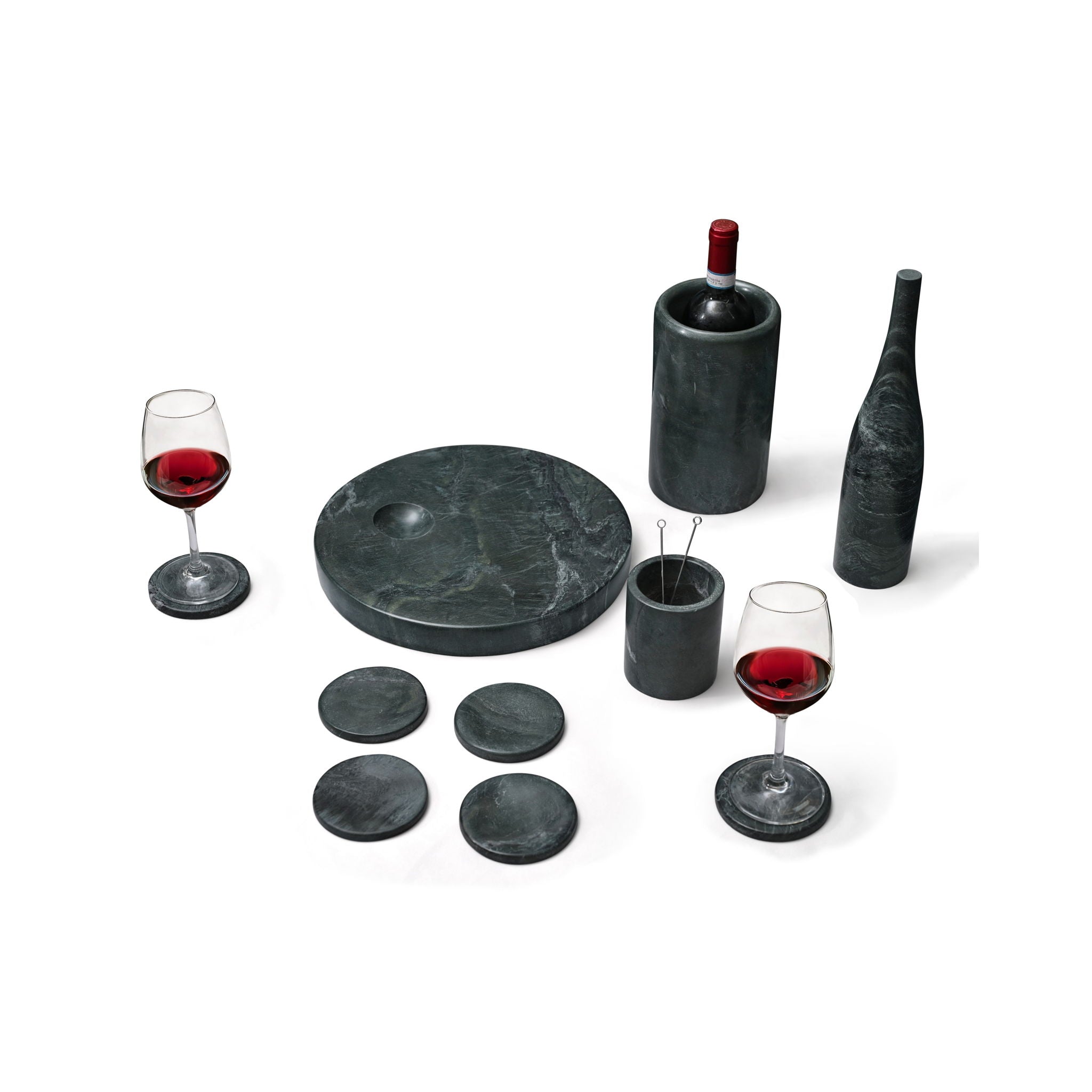10 Pieces Luxury Natural Marble Dining Room Accessories Set by HouseOfZazla