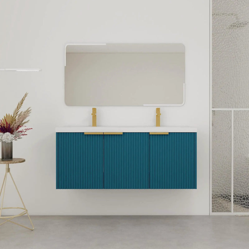 Contemporary Wall Mounted Bathroom Vanity With Resin Double Sink by HouseOfZazla