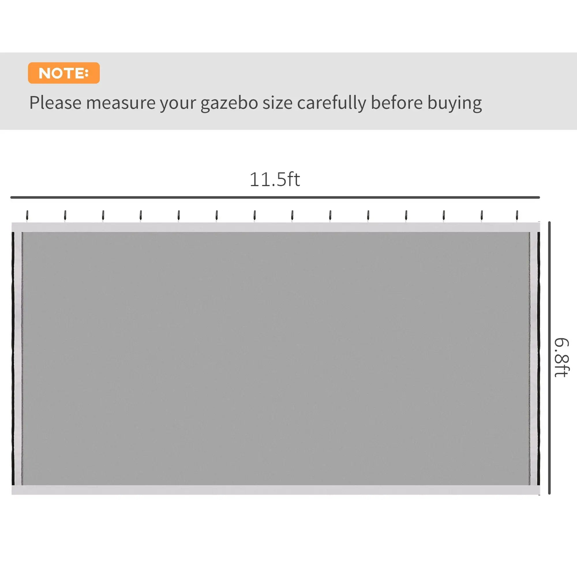 Outsunny - 10' x 13' Replacement Mesh Sidewall Netting For Patio Gazebos And Canopy Tents With Zippers (Sidewall Only) - White by Unique Piece Furniture