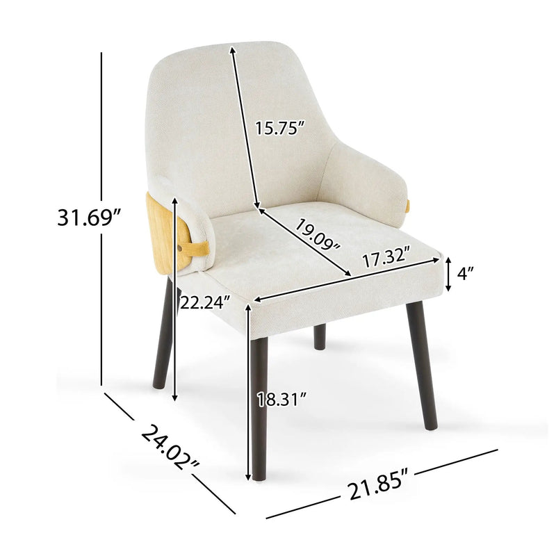 Indoor Dining Chair Set of 2 with Sturdy Frame - Beige / Yellow
