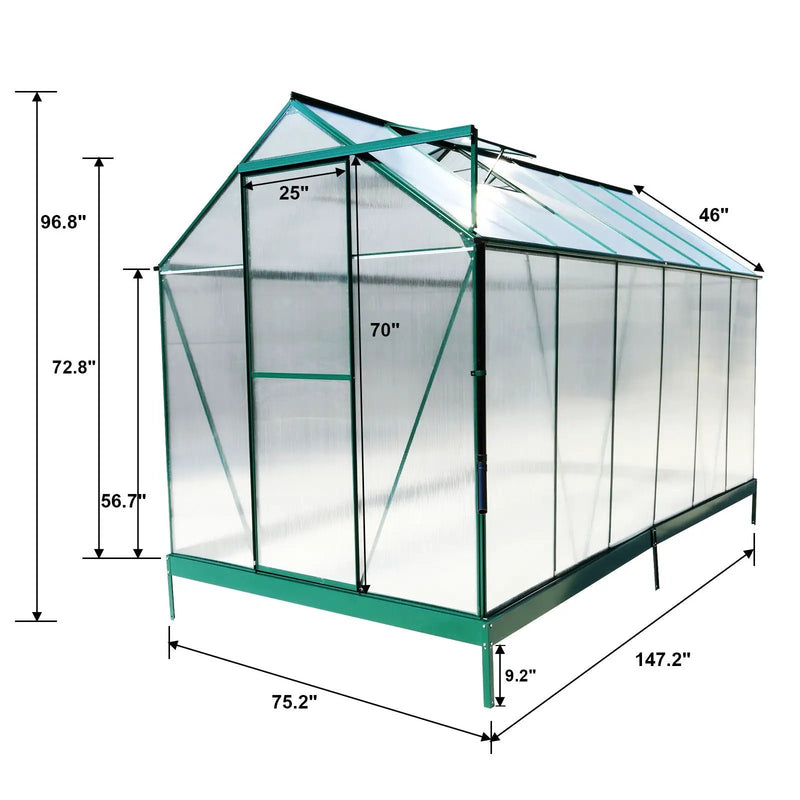 Polycarbonate house, Heavy Duty Outdoor Aluminum Walk-In House Kit With Rain Gutter, Vent And Door For Backyard Garden by HouseOfZazla