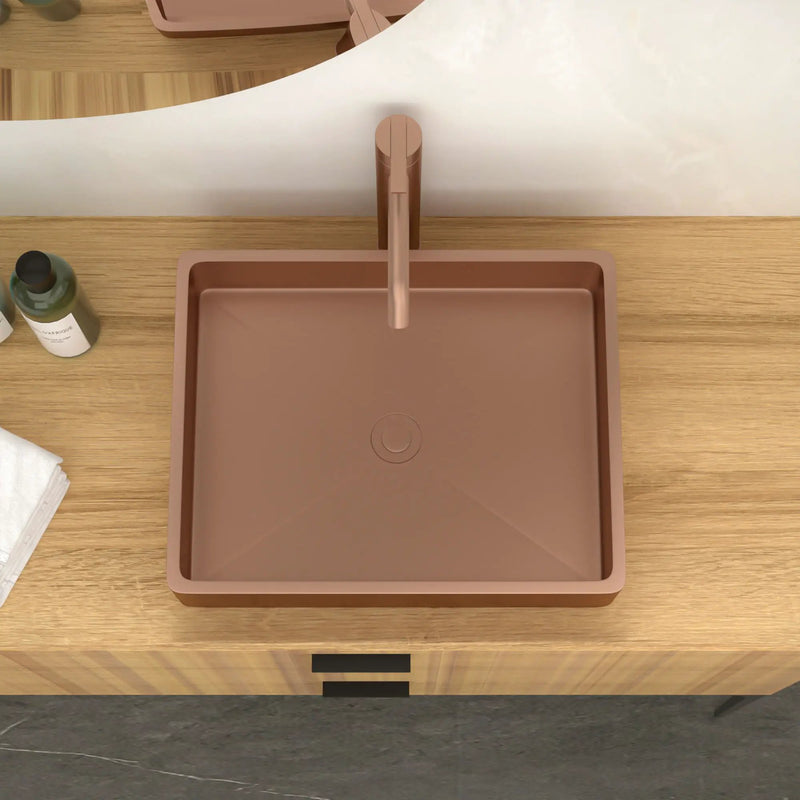 19" X 15" Stainless Steel Bathroom Sink With Pop Up Drain, Nano Surface - Rose Gold by HouseOfZazla