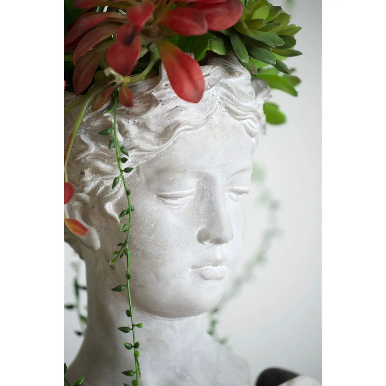 Greek Style Cement Head Planter Indoor Outdoor Home, Garden Decor - Gray by Unique Piece Furniture