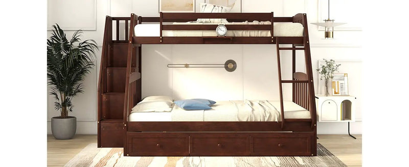Bunk Bed With Drawers, Ladder And Storage Staircase by HouseOfZazla