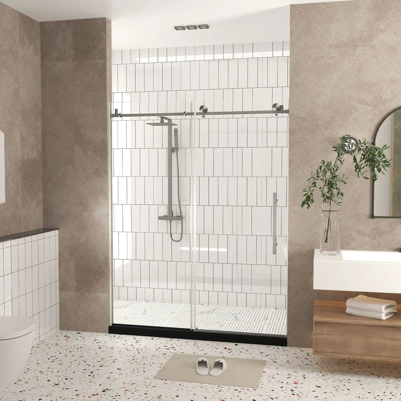 Frameless Shower Door, Smooth Sliding Tracks by HouseOfZazla