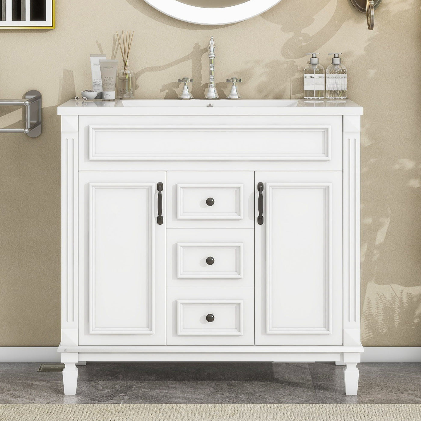 Bathroom Vanity With Top Sink, Basin On Cabinet With 2 Soft Closing Doors And 2 Drawers by Unique Piece Furniture