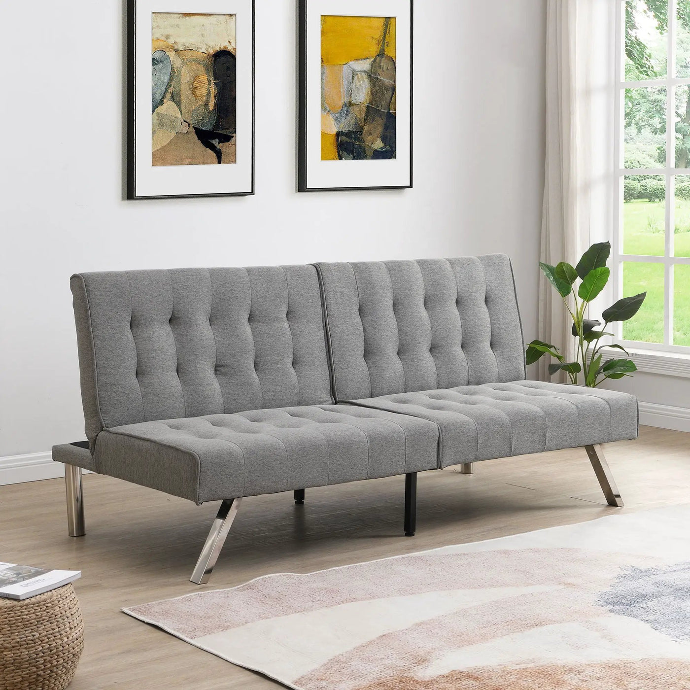 Modern Sofa Bed With Wood Frame And Stainless Legs by Unique Piece Furniture