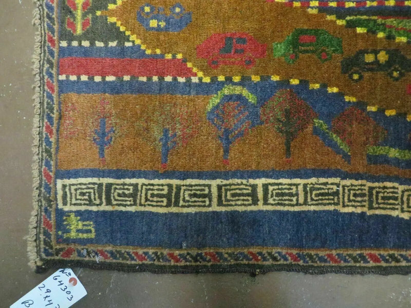 3' X 5' New Vintage Handmade Afghan Balouch Tribal Wool Pictorial Rug # 303 by Jewel Rugs